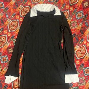 Elegant Black Dress with White Accents